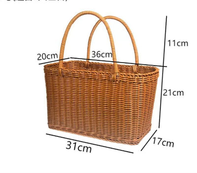 Canasta Tejida de Ratán para Compras, Frutas y Flores - Image 7