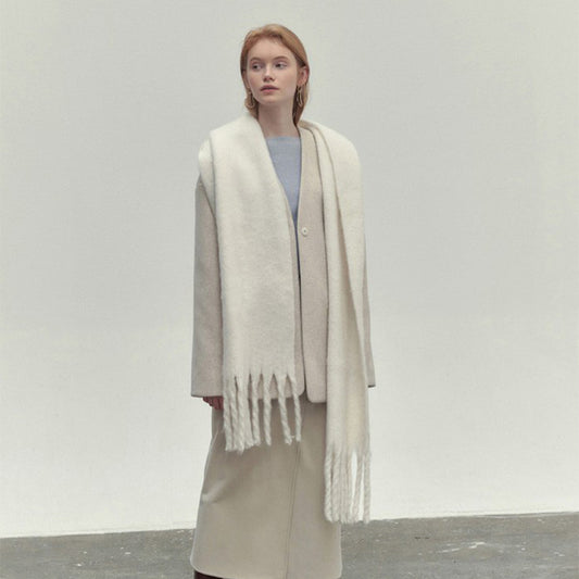 Bufanda Larga Mujer Invierno Color Sólido con Borlas - Estilo Fashion Versátil y Cálido - Image 2
