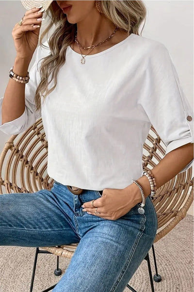 Blusa Casual de Cuello Redondo Diseño Elegante y Minimalista para Mujer - Image 15