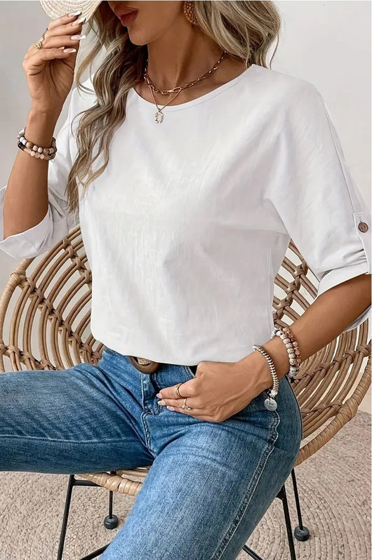 Blusa Casual de Cuello Redondo Diseño Elegante y Minimalista para Mujer - Image 15