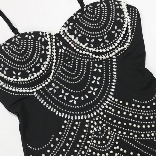 Vestido de Noche con Cuentas de Espuma y Tirantes Brillantes - Image 16