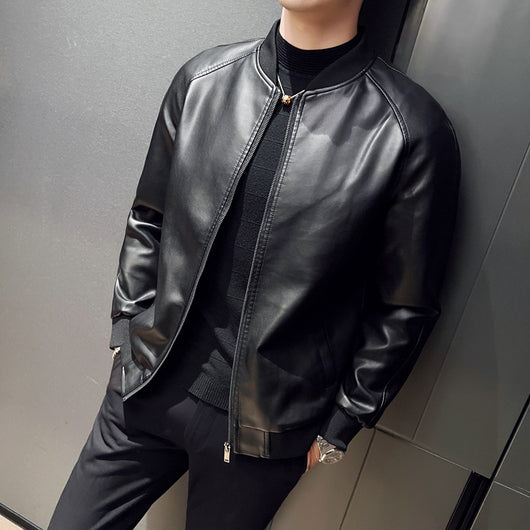 Chaqueta de Cuero Lavado Slim Fit para Hombre - Estilo Moderno - Image 4