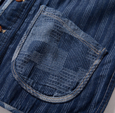 Chaleco Denim Retro Patchwork Color Block Marrón - Image 10
