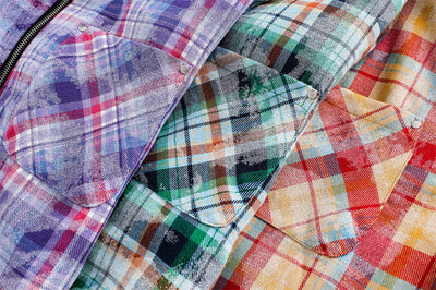 Camisa de Cuadros Desgastada de Manga Larga para Hombre - Image 14