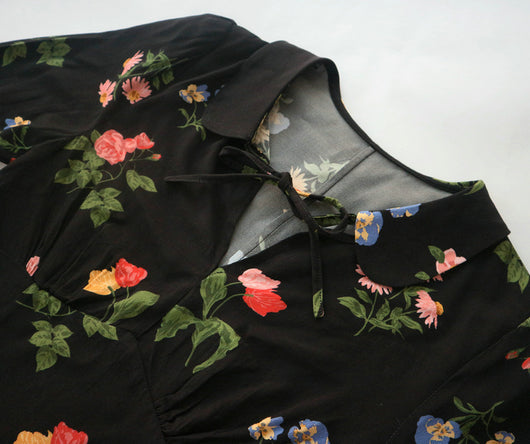 Vestido Largo Vintage con Estampado Francés y Mangas Largas - Image 11
