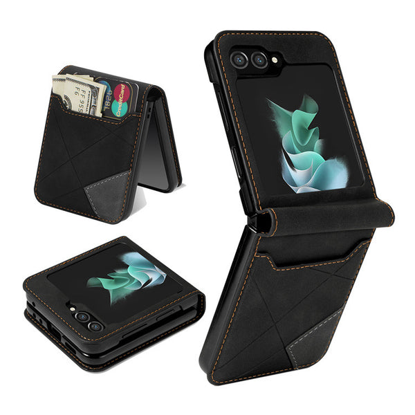 Funda Plegable Retro con Múltiples Compartimentos y Patrón Patchwork