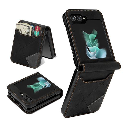 Funda Plegable Retro con Múltiples Compartimentos y Patrón Patchwork