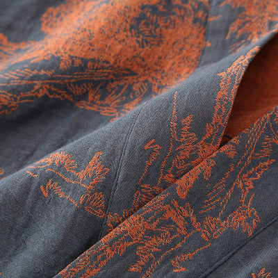 Bata Kimono Larga de Gasa de Algodón para Hombre - Image 16