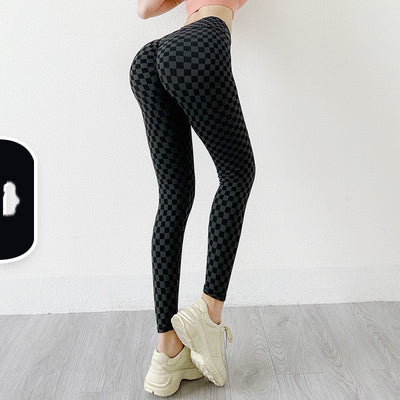 Pantalones de Yoga Tejido sin Costuras con Diseño Cuadros Melocotón - Image 10