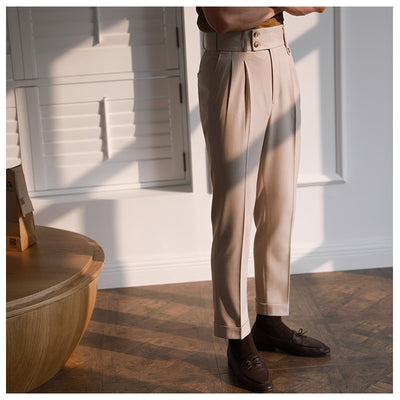 Pantalones Neapolitanos de Corte Recto Cintura Alta para Hombre - Image 19