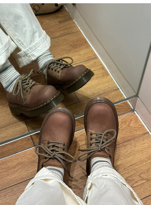 Zapatos de Cuero para Mujer con Suela Gruesa y Punta Redonda - Image 29