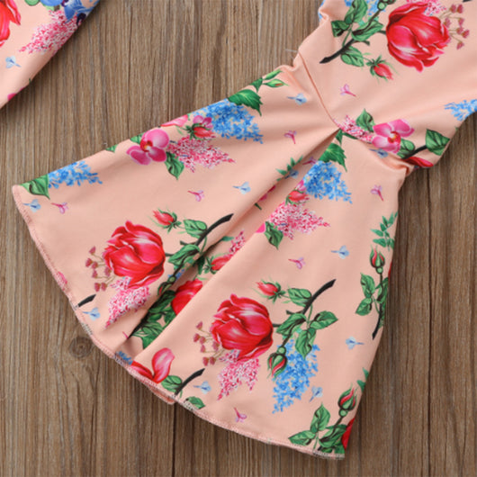 Conjunto de Dos Piezas: Blusa Estampada y Pantalón Acampanado para Niñas - Image 18