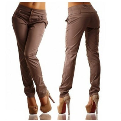 Pantalones Casuales Slim Fit de Color Puro para Mujer - Image 8