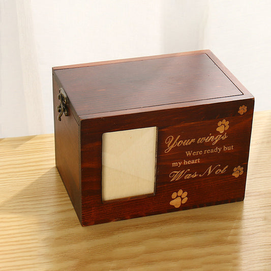 Urna Funeraria de Madera Maciza con Marco Fotográfico para Mascotas - Image 2