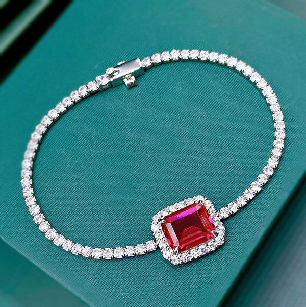 Pulsera de Plata Esterlina 925 con Esmeralda Sintética 810