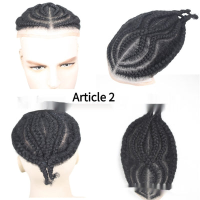 Peluca Trenzada Africana Tejida a Mano con Cabello Natural para Hombre - Image 3