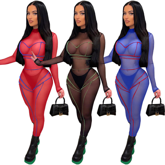 Jumpsuit de Malla Transparente para Discoteca