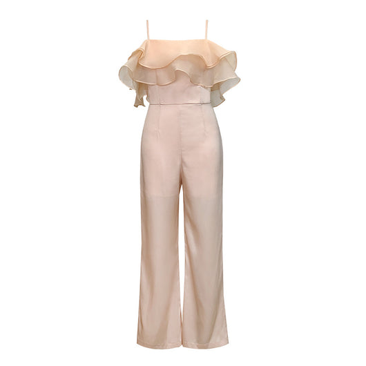 Jumpsuit Ancho de Volantes con Cuello Fruncido - Estilo Callejero - Image 6