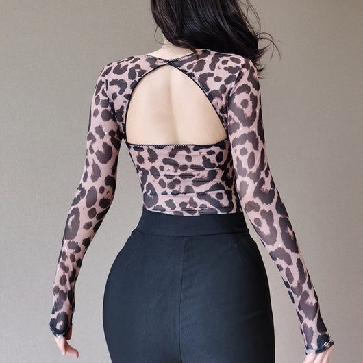 Blusa Estampado Leopardo Vintage de Una Pieza - Image 2