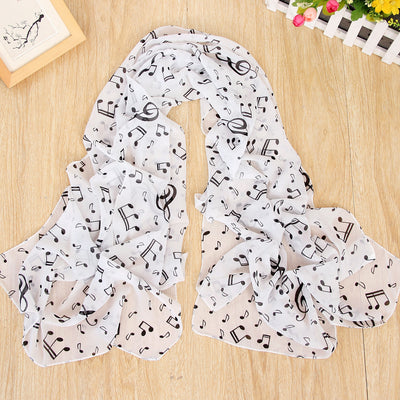 Pañuelo de Seda Chifón Estampado con Notas Musicales para Mujer - Image 8