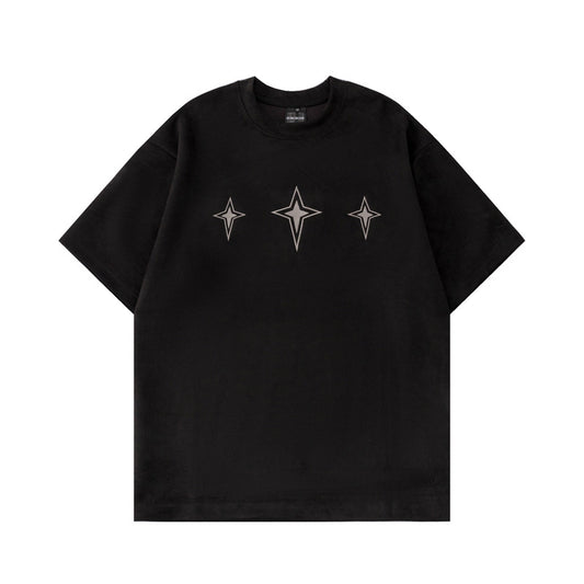 Playera Suelta de Cuello Redondo con Estampado Asterismo para Hombre