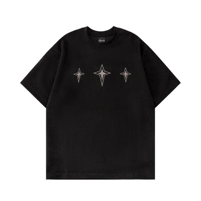 Playera Suelta de Cuello Redondo con Estampado Asterismo para Hombre