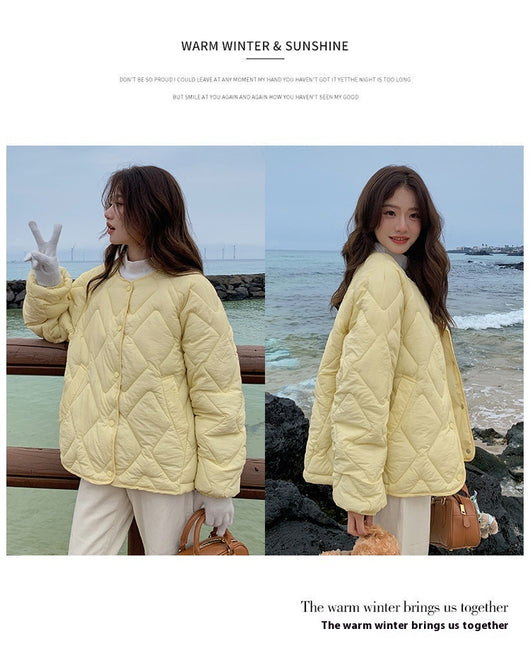Chaqueta Acolchada Corta Estilo Coreano Cuello Redondo para Mujer - Image 25