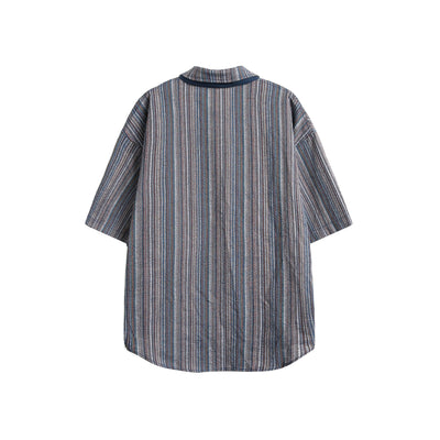 Camisa Casual Retro de Rayas Verticales Estilo Japonés para Hombre - Image 3
