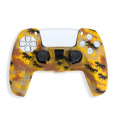 Red and black camouflage silicone case for a PS5 controller, featuring precise cutouts for buttons and joysticks. - Image 3