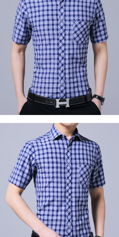Camisa Cuadros Hombre Cuello Solapa Grande Estilo Casual Profesional - Image 17