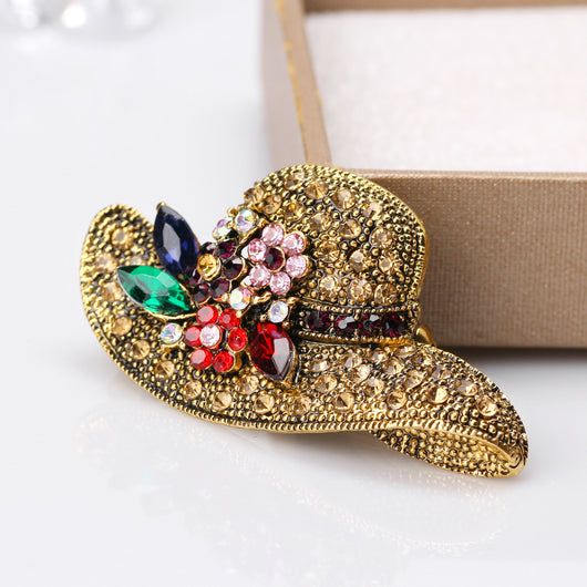 Broche Vintage Oro Antiguo con Diamante Diseño Sol - Image 11
