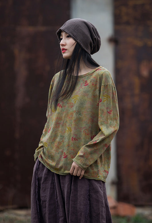 Camiseta Artística de Algodón y Lino con Estampado Digital y Efecto Desgastado - Image 18