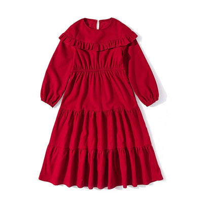 Vestido Infantil Estilo Occidental de Pana con Manga Larga - Image 7