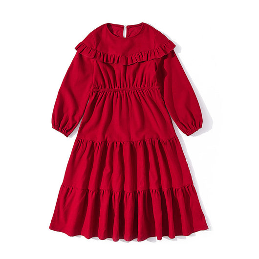 Vestido Infantil Estilo Occidental de Pana con Manga Larga - Image 7
