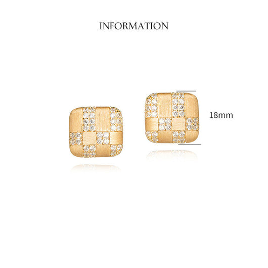Aretes Cuadrados con Diamantes Geométricos en Plata 925 y Circón - Image 3