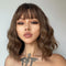 Peluca Ondulada con Flequillo Aéreo - Cabello Humano Artificial Estilo Onda Pequeña