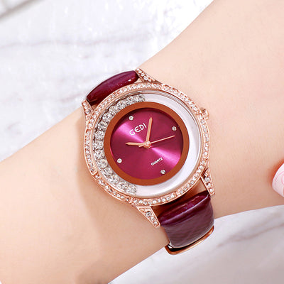 Reloj Cinturón de Cuero Doble Diamante Versátil para Mujer - Image 8