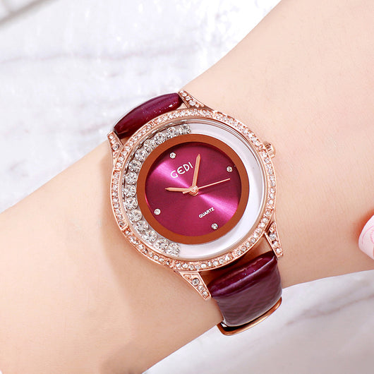 Reloj Cinturón de Cuero Doble Diamante Versátil para Mujer - Image 8