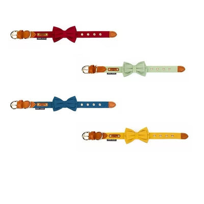 Collar de Cuero para Perro con Letras y Moño - Correa de Mano - Image 2