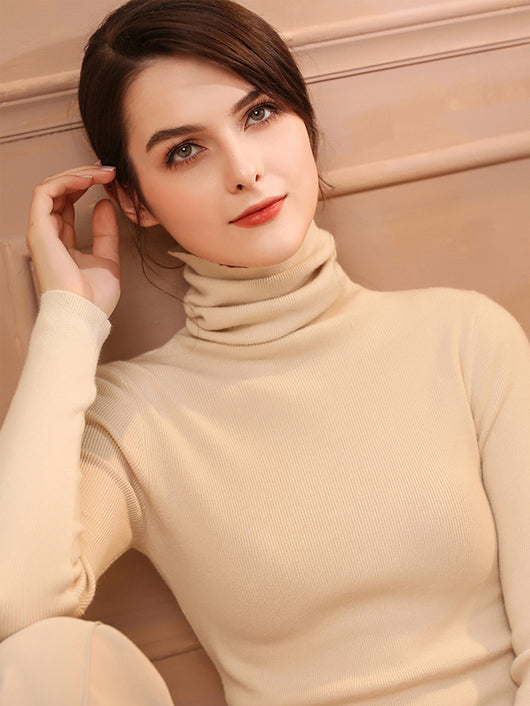 Suéter de Cuello Alto en Cashmere para Mujer Ajustado y Corto - Image 18