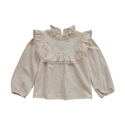 Blusa Infantil Elegante con Cuello de Madera y Flores - Image 2