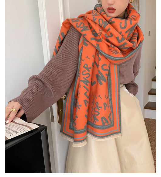 Bufanda de Imitación Cashmere Letras Otoño Invierno - Image 8