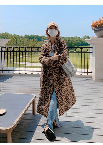 Abrigo Largo de Lana Estampado Leopardo para Invierno Mujer - Image 18