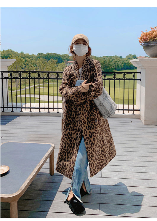 Abrigo Largo de Lana Estampado Leopardo para Invierno Mujer - Image 18