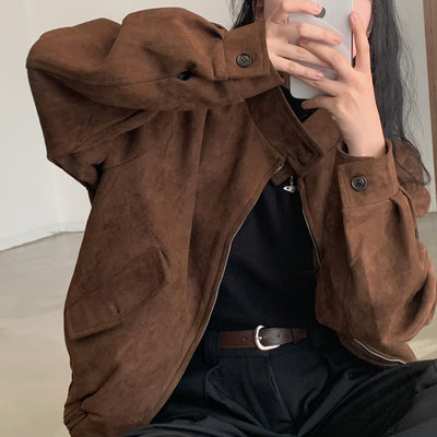 Abrigo Retro de Ante Cálido con Doble Cierre - Perfecto para Otoño Invierno - Image 11