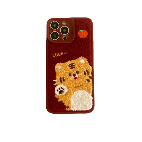Funda de Teléfono Tigre de la Suerte en Silicona Rosa