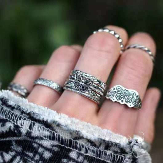 Juego de Anillos Mariposa Retro Tendencia Europa y América