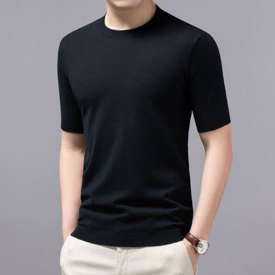 Camiseta Básica de Punto Cuello Redondo Manga Corta para Hombre - Image 6