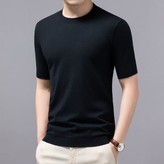 Camiseta Básica de Punto Cuello Redondo Manga Corta para Hombre - Image 6