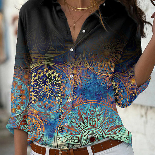 Camisa Suelta con Solapa y Botón Simple para Mujer - Image 6